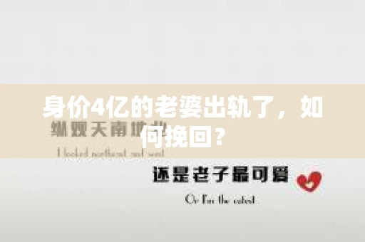 身价4亿的老婆出轨了，如何挽回？
