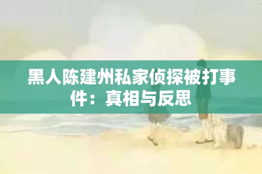黑人陈建州私家侦探被打事件：真相与反思
