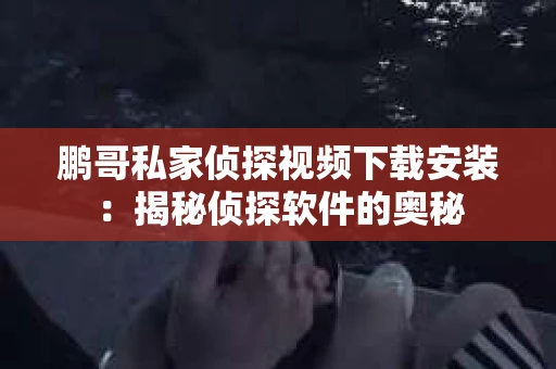 鹏哥私家侦探视频下载安装：揭秘侦探软件的奥秘
