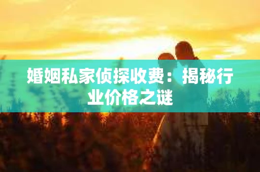 婚姻私家侦探收费：揭秘行业价格之谜